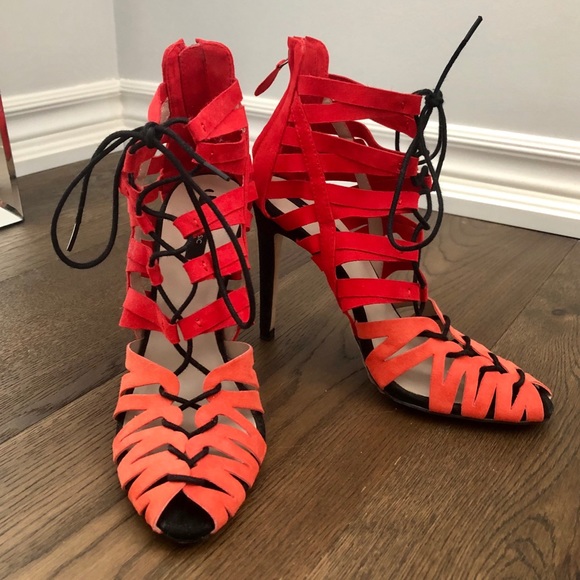 Zara Caged Tie-Up High Heels - Picture 1 of 3